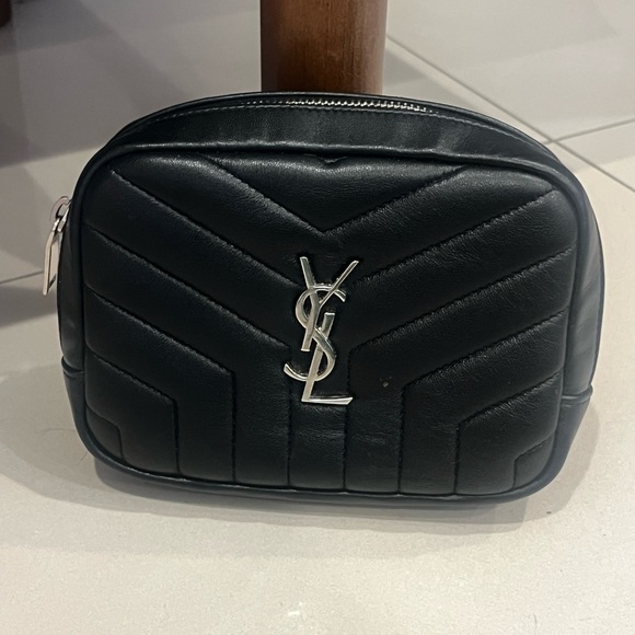 SAINT LAURENT Lambskin Y Quilted Monogram Loulou Cosmetic Case Black - Picture 2 of 12